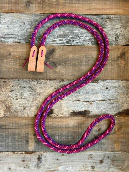 Rênes tressées en paracorde – Tons rose et mauve